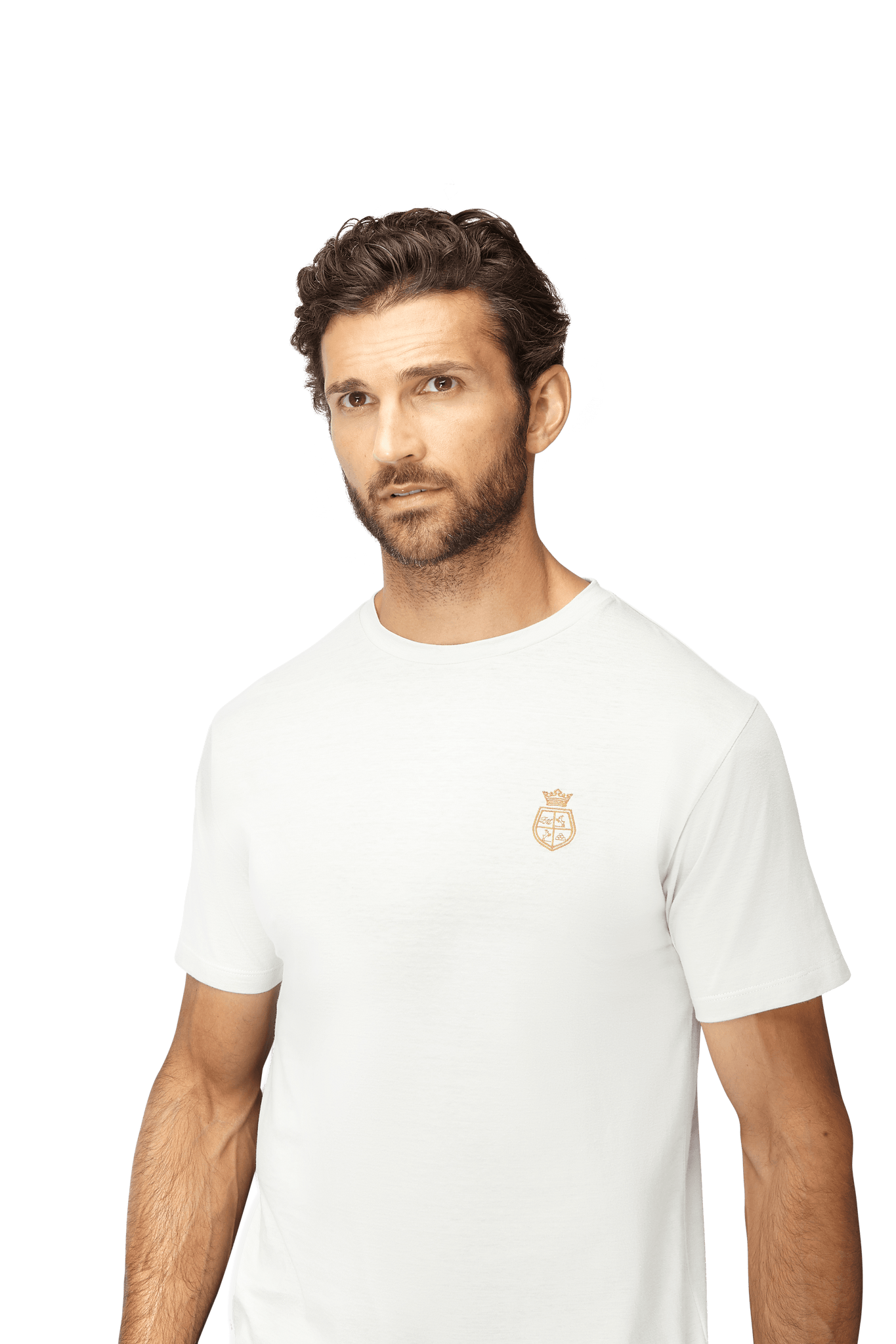 Frederick Mañez Ivory tee: 24ct Gold Embroidery