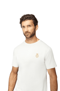 Frederick Mañez Ivory tee: 24ct Gold Embroidery